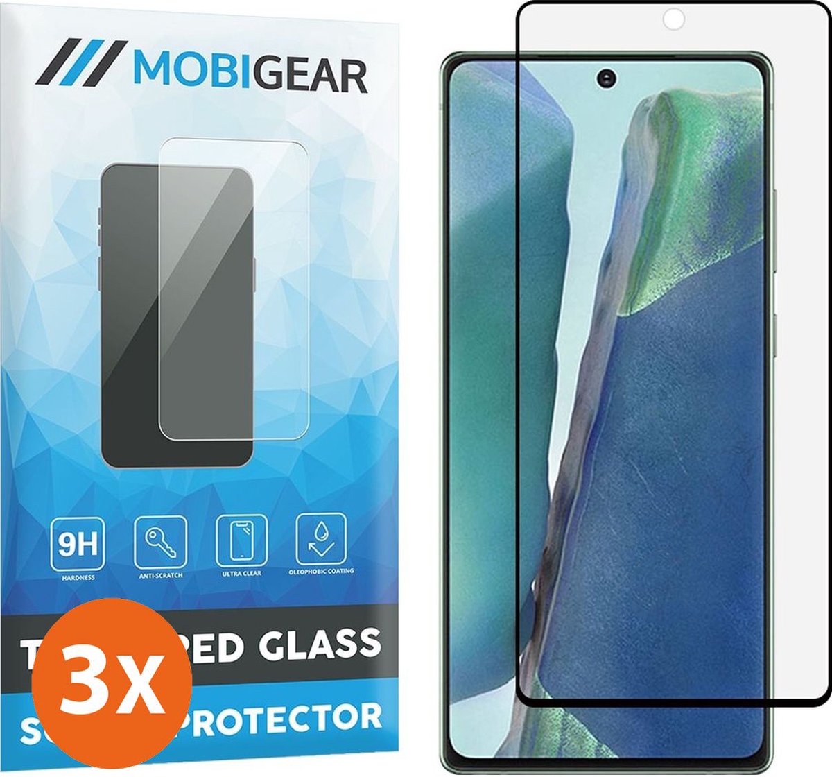 Mobigear Screenprotector geschikt voor Samsung Galaxy Note 20 Glazen | Mobigear Curved Screenprotector - Case Friendly - Zwart (3-Pack)