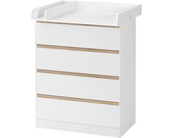 Happyment Commode Kast Diva - Baby - Ladekast - Verzorgingstafel babykamer - Aankleedtafel - Verschoontafel - Wit