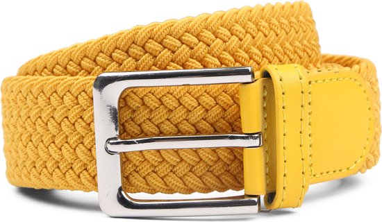 Geweven Riem Geel - Suitable - Taille maat 85cm - Stretch - Dames & Heren riem Effen