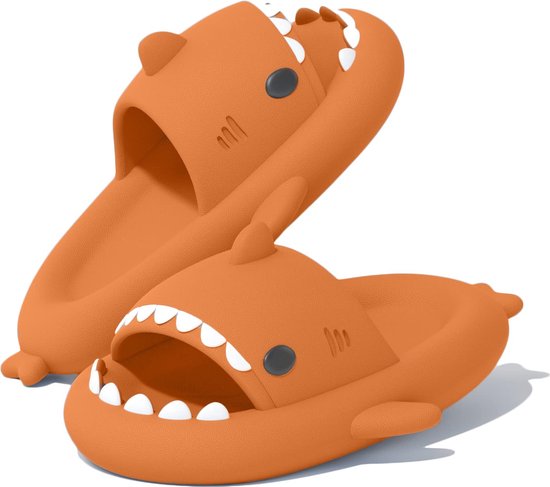 Geweo Shark Slippers - Haai Slides - Haaien Badslippers - EVA -Oranje - Maat 3940