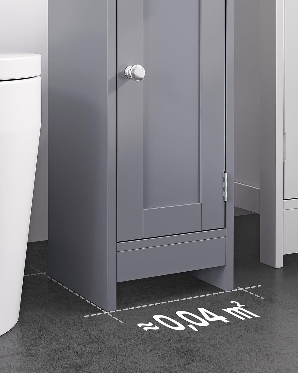 VASAGLE Toiletkast Badkamermeubel Slanke badkamerplank Verstelbare planken Ruimtebesparend Eenvoudige montage Mystic Grey BBC310P36