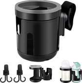 Drink Holder for Pushchair, Cup Holder for Pushchair, 360° Rotating Coffee Holder, Double Bottle Holder for Trolley, Mountain Bikes, Prams, Wheelchair