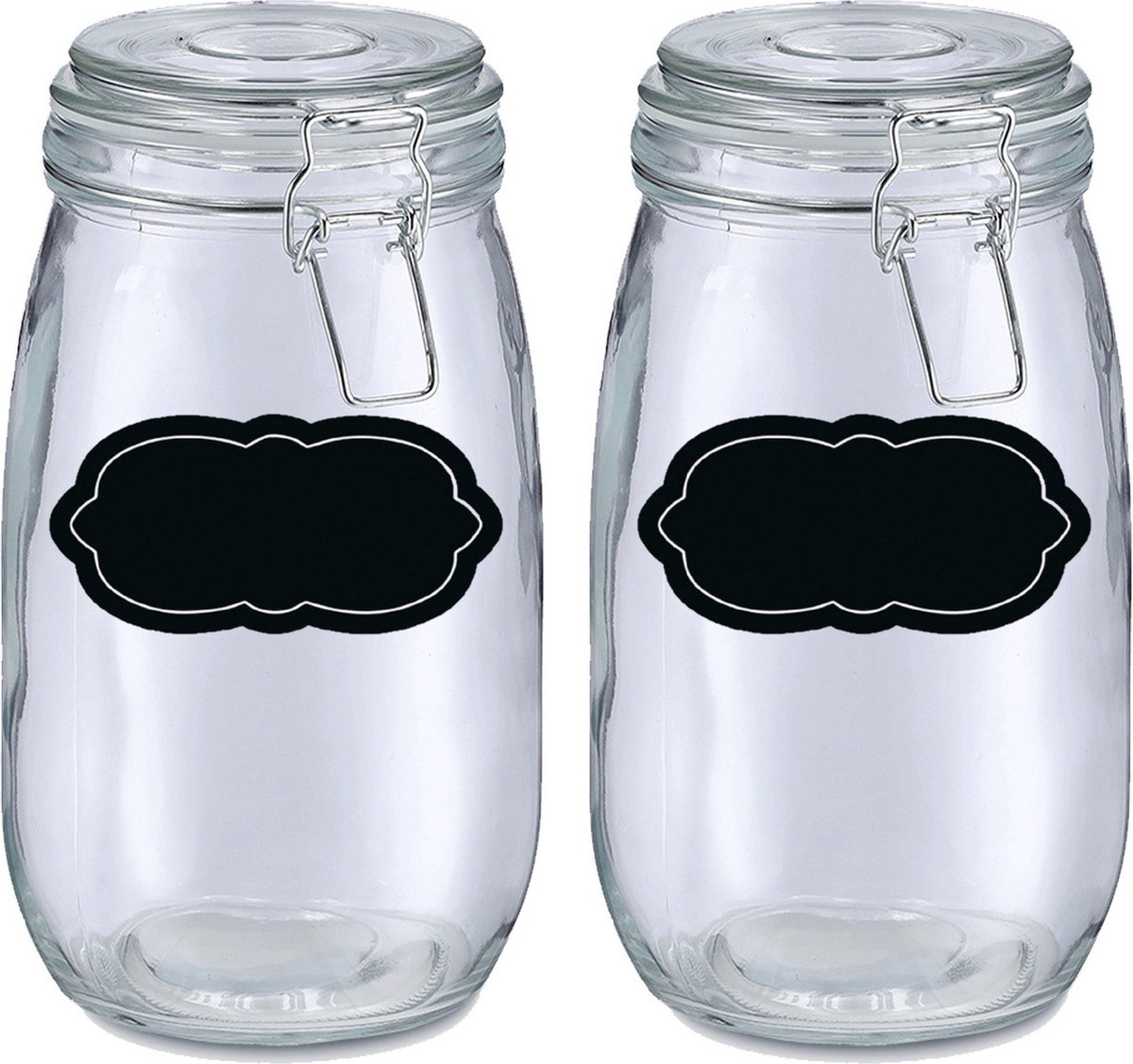 Weckpot/inmaakpot - 4x - 1.4L - glas - met beugelsluiting - incl. etiketten