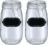 Weckpot/inmaakpot - 4x - 1.4L - glas - met beugelsluiting - incl. etiketten