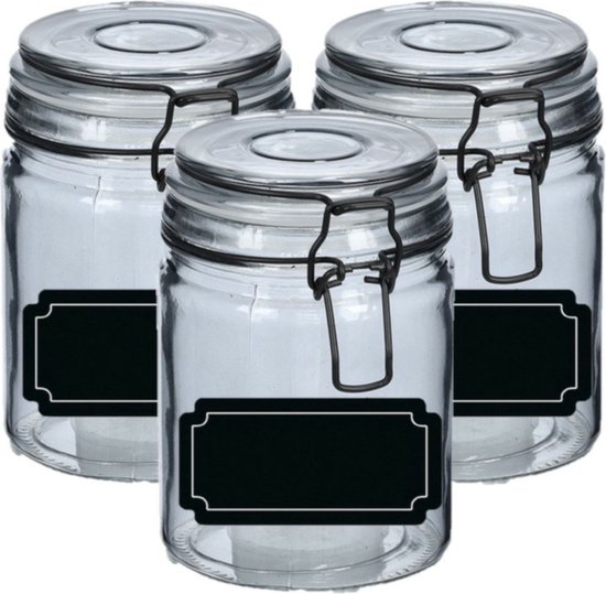 Weckpotten/inmaakpotten - 6x - 250 ml - glas - met beugelsluiting - incl. etiketten