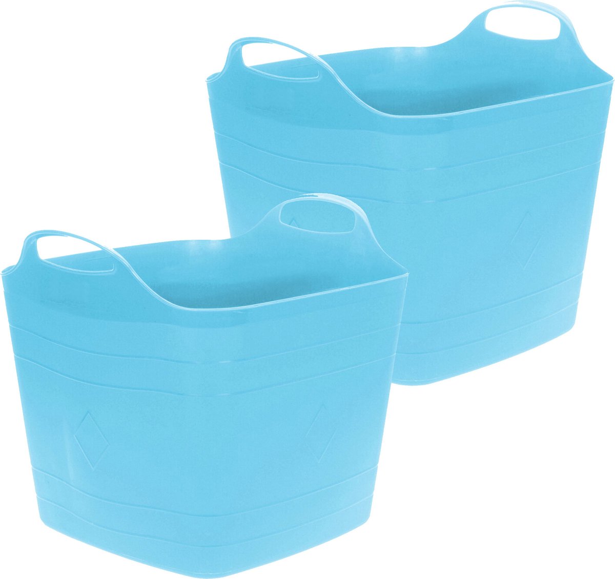 Goedkoopste Excellent Houseware Flexibele emmer - 2x - blauw - 25 liter - kunststof - vierkant - 35 x 38 cm