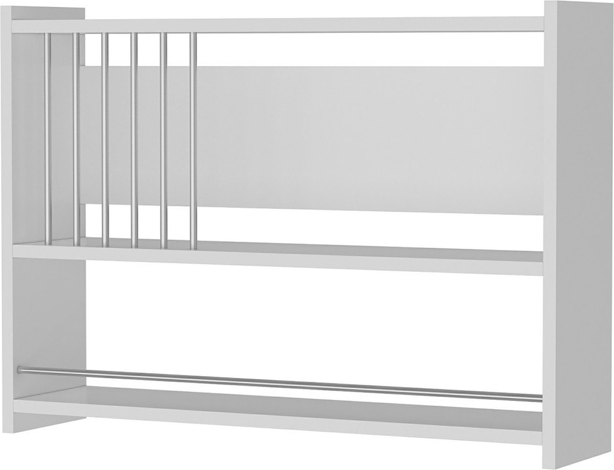 Wandplank Slaine - 60x84x20 cm - Wit - Spaanplaat - Ruimtebesparend - Modern Design