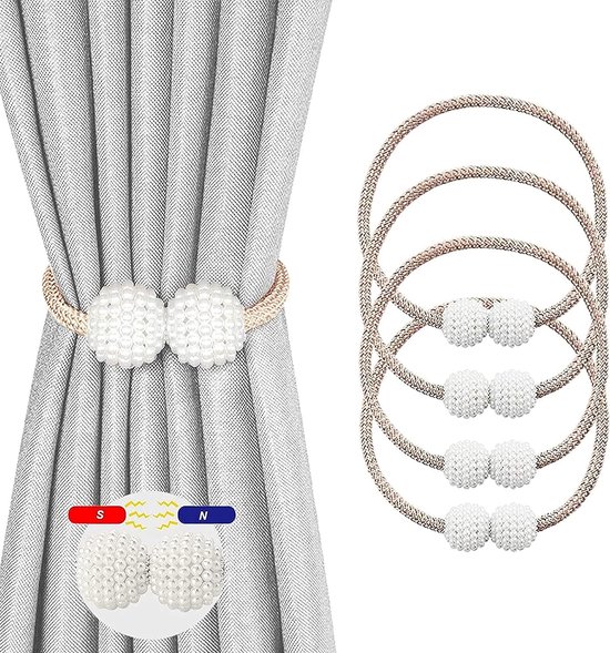 4 supports de boucles de rideaux, embrasses magnétiques, boucles de câble  de rideau