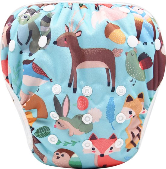 IL BAMBINI - Couche de bain - lavable - légère et compacte - idéale pour voyager - bon ajustement - 0-3 ans - Animaux des bois
