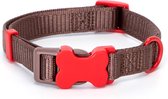 Nobleza Klikhalsband Nylon - Hondenhalsband - Halsband hond - Klikhalsband hond - Nylon - Bruin - Verstelbaar tussen 30 en 50 cm - Maat M