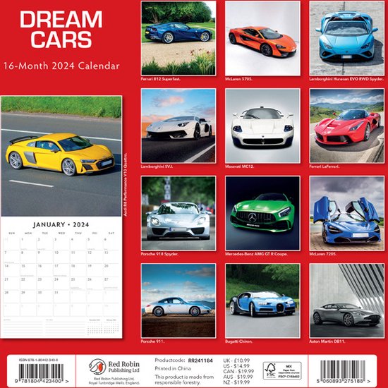 Kalender 2024 Dream Cars bol