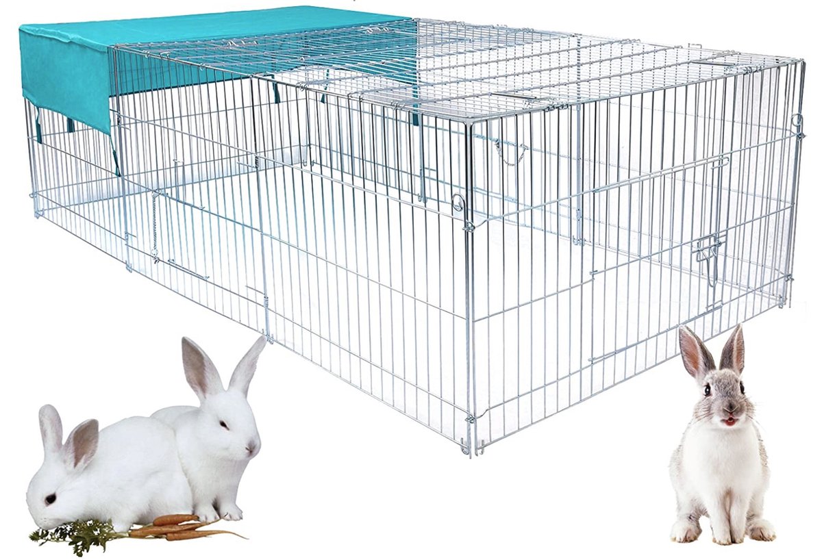 Happyment Luxe Dierenren XL - Ren - Kippenren - Puppyren - Kattenren - Konijnenren - Knaagdierenren - Hondenbench - Zilver - 180x120x60cm thumbnail 8
