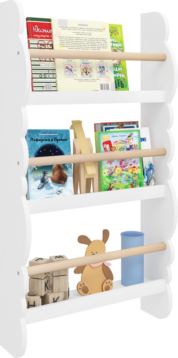 BukkitBow - Boekenkast voor Kinderen - Speelgoedkast / Boekenrek Kind – Houten Kast met Boekenplanken - Geschikt voor Kinderkamer - (42,5X14,5X80CM) - Wit