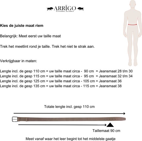 Arrigo Riem en cuir ou en cuir pour femmes Riem hommes - 3,5 cm de large ceinture rouge unisexe pantalon 90 cm