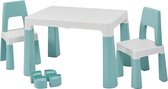 Kindertafel en Stoeltjes Wit en Groen, 2 stoeltjes. Tafel en stoeltjes in hoogte verstelbaar - Speeltafel