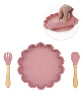 Siliconen Bord - Kinderbordjes - Baby bestek set met zuignap - Baby servies - Kinderbestek - Kinderbord - Baby Bord - Roze