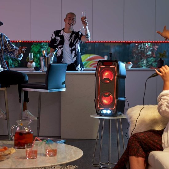 Party speaker met microfoon - Karaoke set - bluetooth - 13 speeltijd - super bass - LED lichteffecten — afbeelding 3