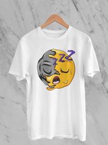 Feel Free - Halloween T-Shirt - Smiley: Slapend gezicht - Maat L - Kleur Wit