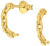 Joy|S - Zilveren oorringen stud - 2 x 12 mm - schakel paperclip chain - oorbellen - 14k goudplating