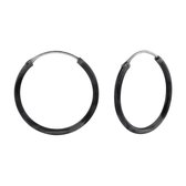 Boucles d'oreilles en argent 925 | Boucles d'oreilles | Boucles d'oreilles en argent, 18 mm, épaisseur 1,2 mm, noires