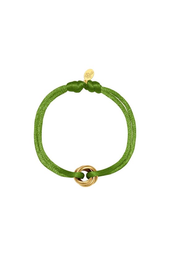 Satijnen armband Knot - Verstelbaar - One Size - Olive - Trendy