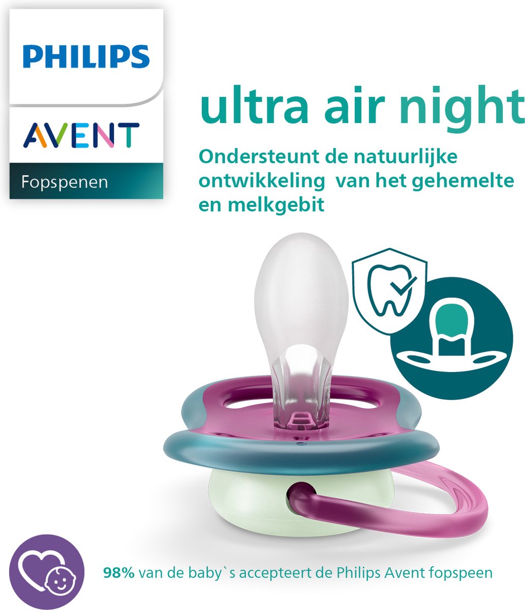 Philips Avent Sucette Ultra Air SCF085/61 Hippocampe/Poisson 6-18