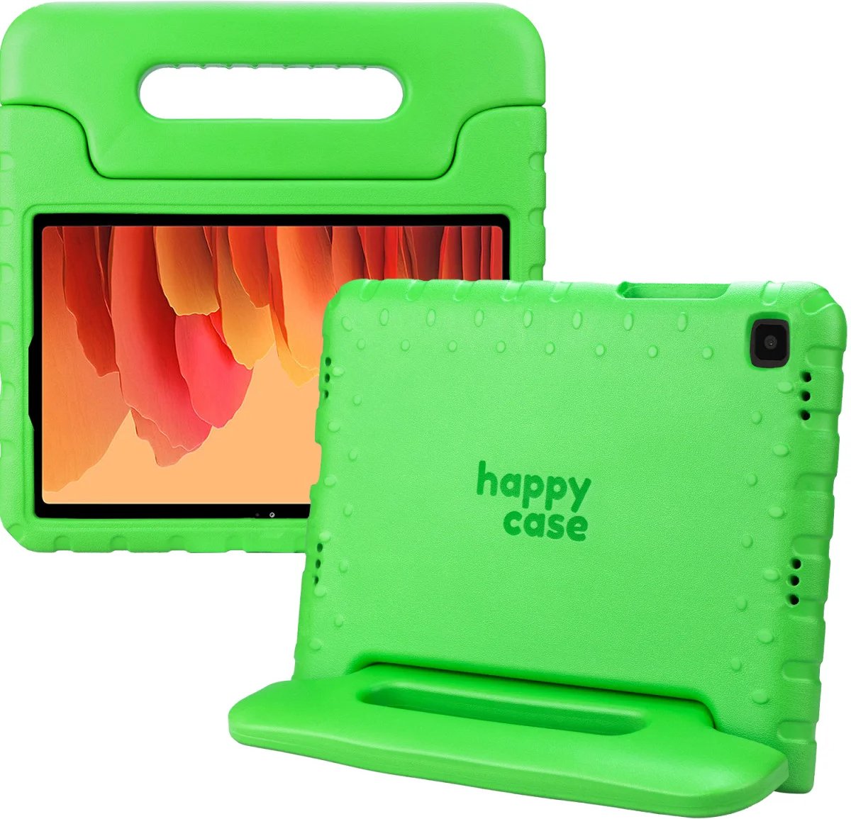 HappyCase Kinder Tablethoes Geschikt voor Samsung Galaxy Tab A7 (2020/2022) | Kindvriendelijke Hoes | Beschemhoes | Kinderhoes | met Handvat en Standaard | Groen