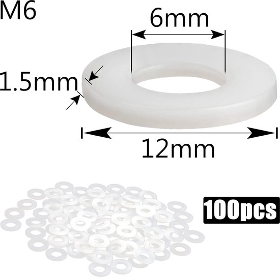100 pièces rondelles en plastique M6-12 mm rondelles en nylon disques de  carrosserie