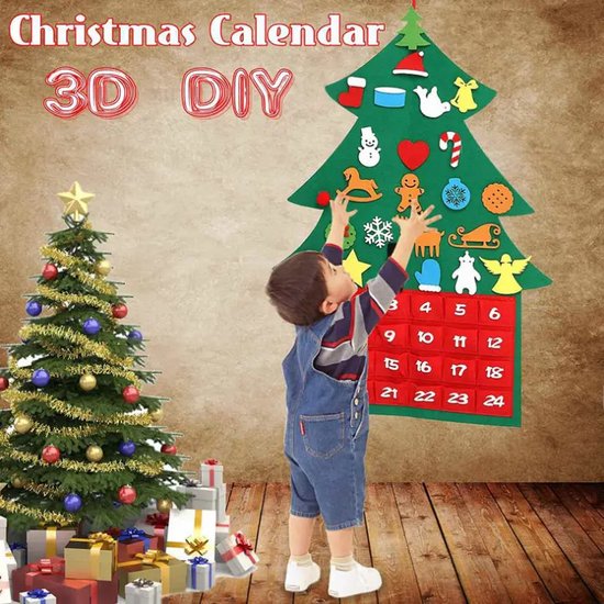 Foto: Kerstmis aftel kalender diy countdown to christmas zelf te vullen advent calender vilten kerstboom baby s first christmastree kinder kerstboom vilt incl accessoires kerstdecoratie merry christmas 