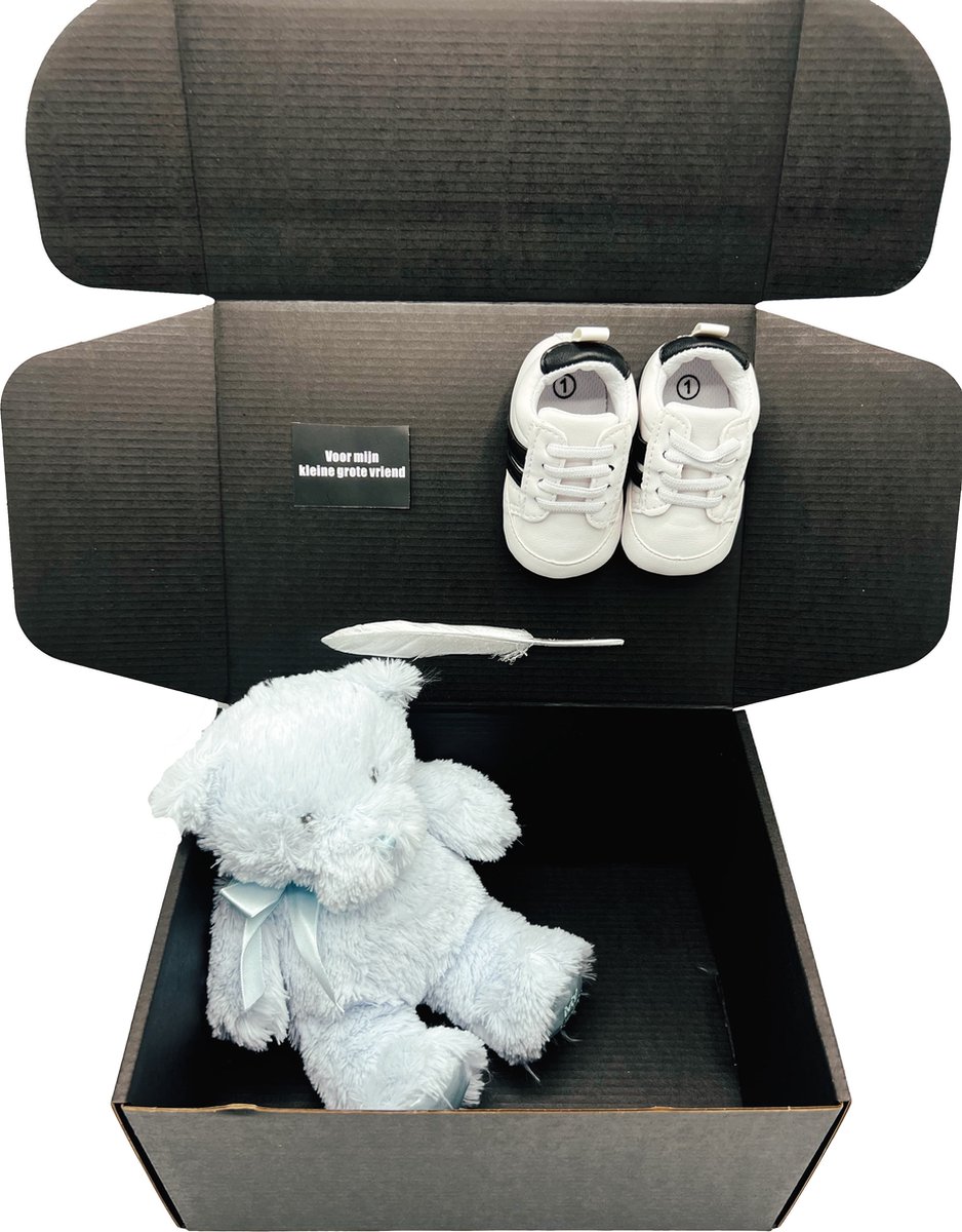 Goedkoopste geschenkset teddybeer blauw - dreumes - cadeau jongen 1 jaar - ook rechtstreeks als cadeau te versturen