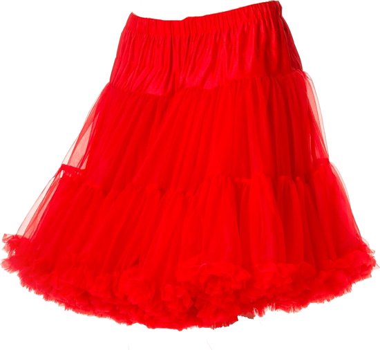 Supervintage supermooie volle zachte petticoat rok Rood - M / L - valt op de knie - elastische verstelbare taille - carnaval - feest