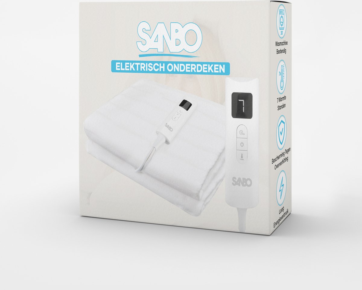 Sanbo Elektrische Deken - Wasmachinebestendig - Onderdeken - 150 x 80 cm - 7 Standen - Met Hoekelastieken - 1 Persoons – foto 7