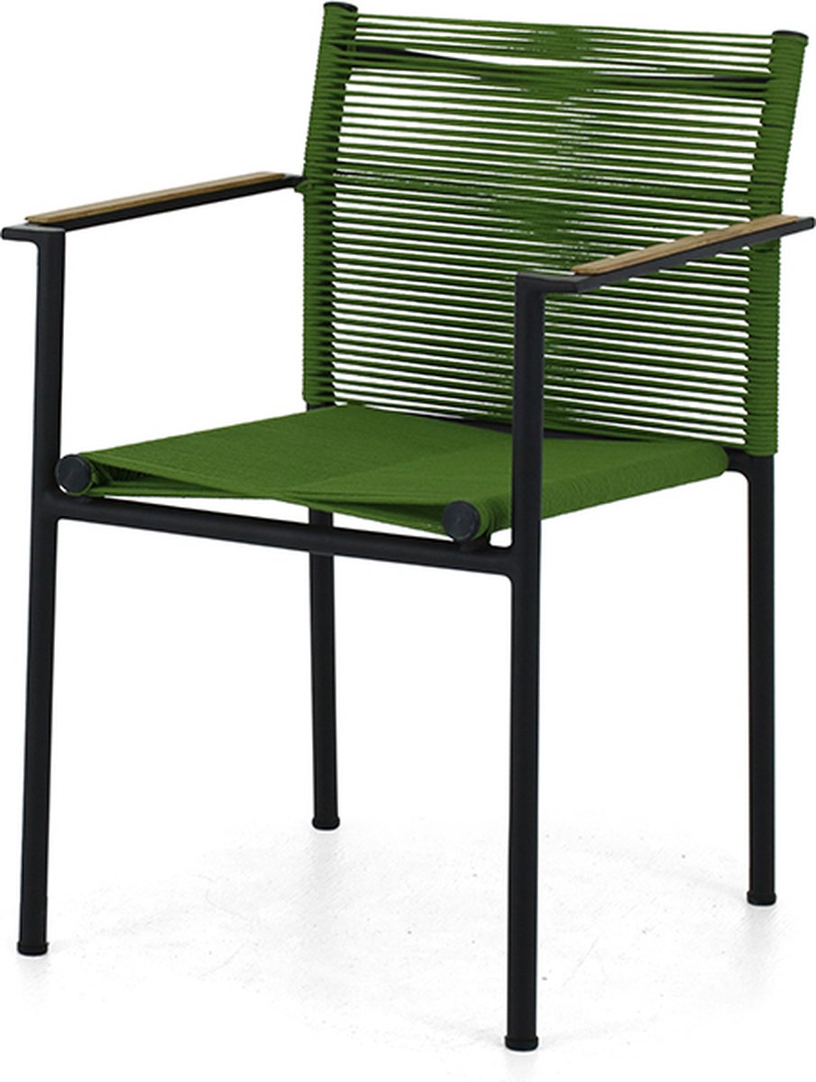 Apple Bee Jakarta dining armstoel - Zwart aluminium - Rope olive