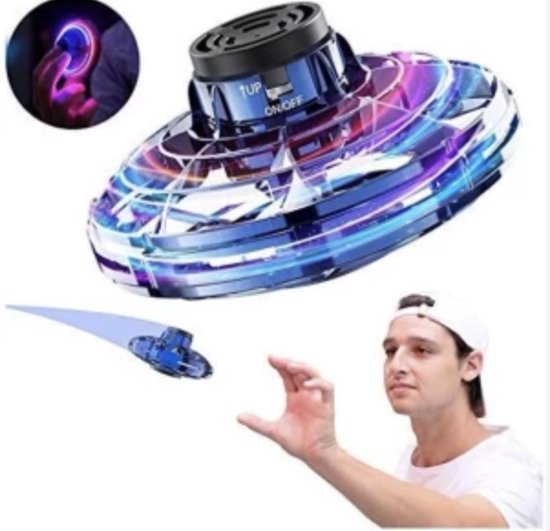 Origineel TESIMAI Vliegende Spinner Blauw met LED - Fidget Spinner Boomerang UFO