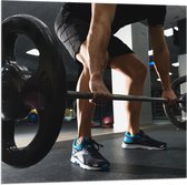 Vlag - Mens - Spieren - Schoenen - Oefening - Sporten - Fitness - Sportschool - Gewichten - 80x80 cm Foto op Polyester Vlag