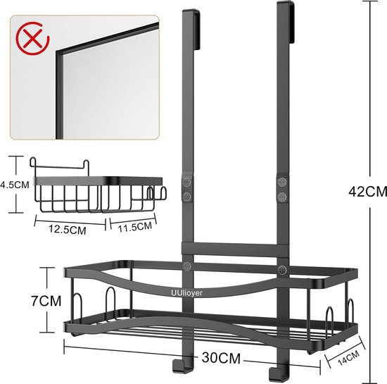 Duwee Panier de Douche à Suspendre sur Porte à 3 Niveaux, Panier de  Rangement de Salle de Bain Antirouille Grand, Etagere Douche sur Porte à  Suspendre Non Percé, Pour Grandes Bouteilles,Noir 