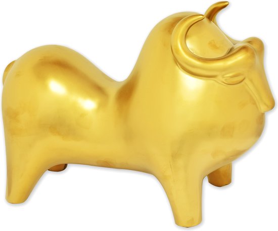 Keramisch Beeld van een Stier Goud 23 cm Hoog