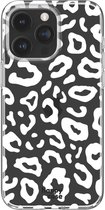 HappyCase Hoesje met leuke Luipaard Print Geschikt voor iPhone 15 Pro | Flexibel TPU | Stijlvolle Back Cover