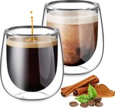 glastal set van 2 dubbelwandige 100 ml espressokopjes, espressoglazen, koffiekopjes voor espresso, latte, Iced Americano, thee, ijs, melk, sap