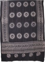 Meditatie omslagdoek met mantra Om, 183 x 106 cm, zwart