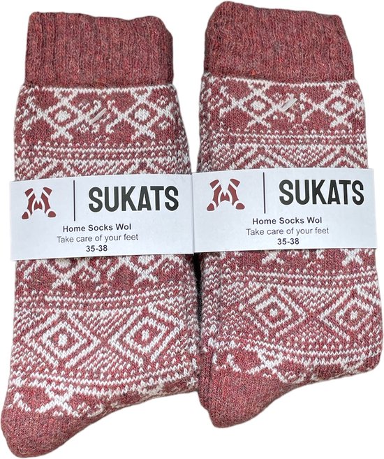 Sukats - Homesocks - 2 pairs Home Chaussettes d'intérieur - Femmes et hommes - Taille 41-46 - Rennes Grijs / gris foncé - Antidérapant - Fluffy - Plusieurs tailles et variantes