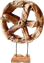 Teakhouten wiel- decoratie-60cm hoog-Koloniaal Teakhuis