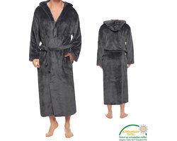 Sorprese Soft - Badjas - Maat S/M - Antraciet - Ultra Zacht en Warm - Microvezel - Badjas Heren - Badjas Dames - Sauna - Cadeau - Oeko-Tex Standard 100