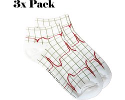 3 Pack Verpleegkundige Sokken Heartbeat - Zorg Zokken - Ziekenhuis - Verpleegkundige accessoires - Zuster Zokken - Verpleegkundige Cadeau