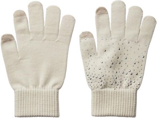 Pieces Jasmine Sequins Gloves Whitecrap Gray ECRU One Size