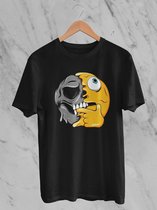 Feel Free - Halloween T-Shirt - Smiley: Nadenkend gezicht - Maat XL - Kleur Zwart