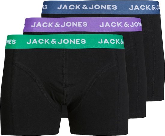 JACK & JONES Jacsolid Trunks Uomo: Confezione Da 3 Boxer In Misto Cotone, Elastico In Vita Con Scritta