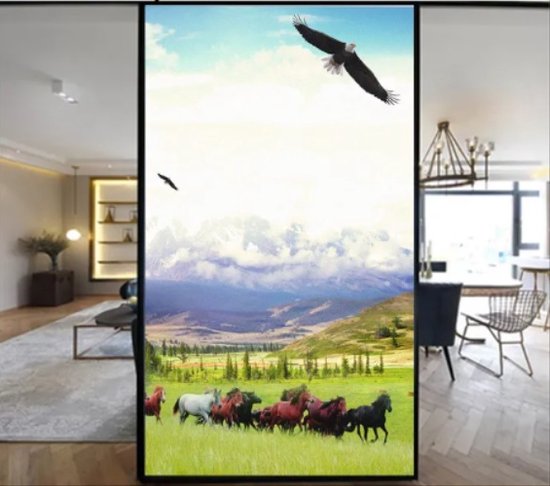 Raamfolie paarden - landschap - arend - 60 x 120 cm