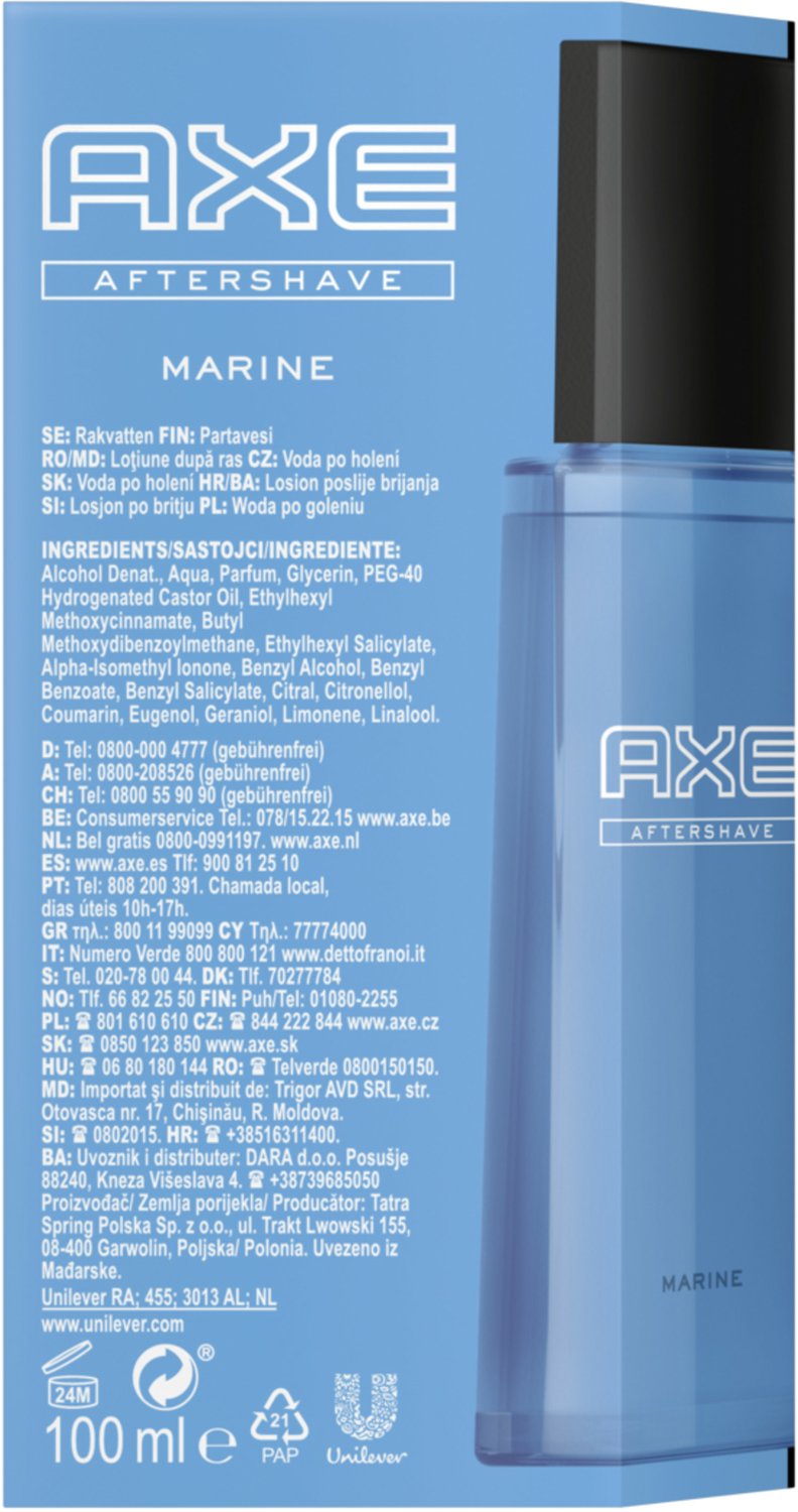 Axe - Aftershave - Heren - Marine - 4 x 100 ml - Voordeelverpakking
