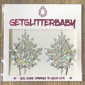 GetGlitterBaby® - Glitter Face Body Jewels / Festival Glitters / Strass Steentjes / Plak Diamantjes voor Lichaam en Gezicht / Rhinestones Tepel plakkers - Zilver / Diamond